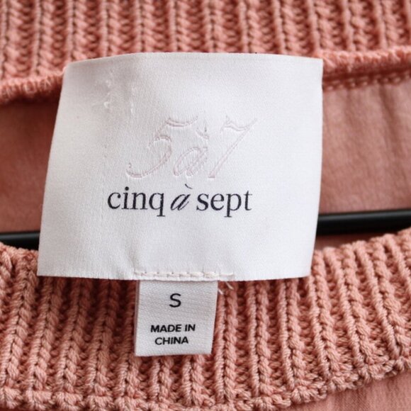 CINQ A SEPT Pink Silk Crew Neck Sleeveless Top Blouse w/ Side Ties Size Small - Picture 2 of 5